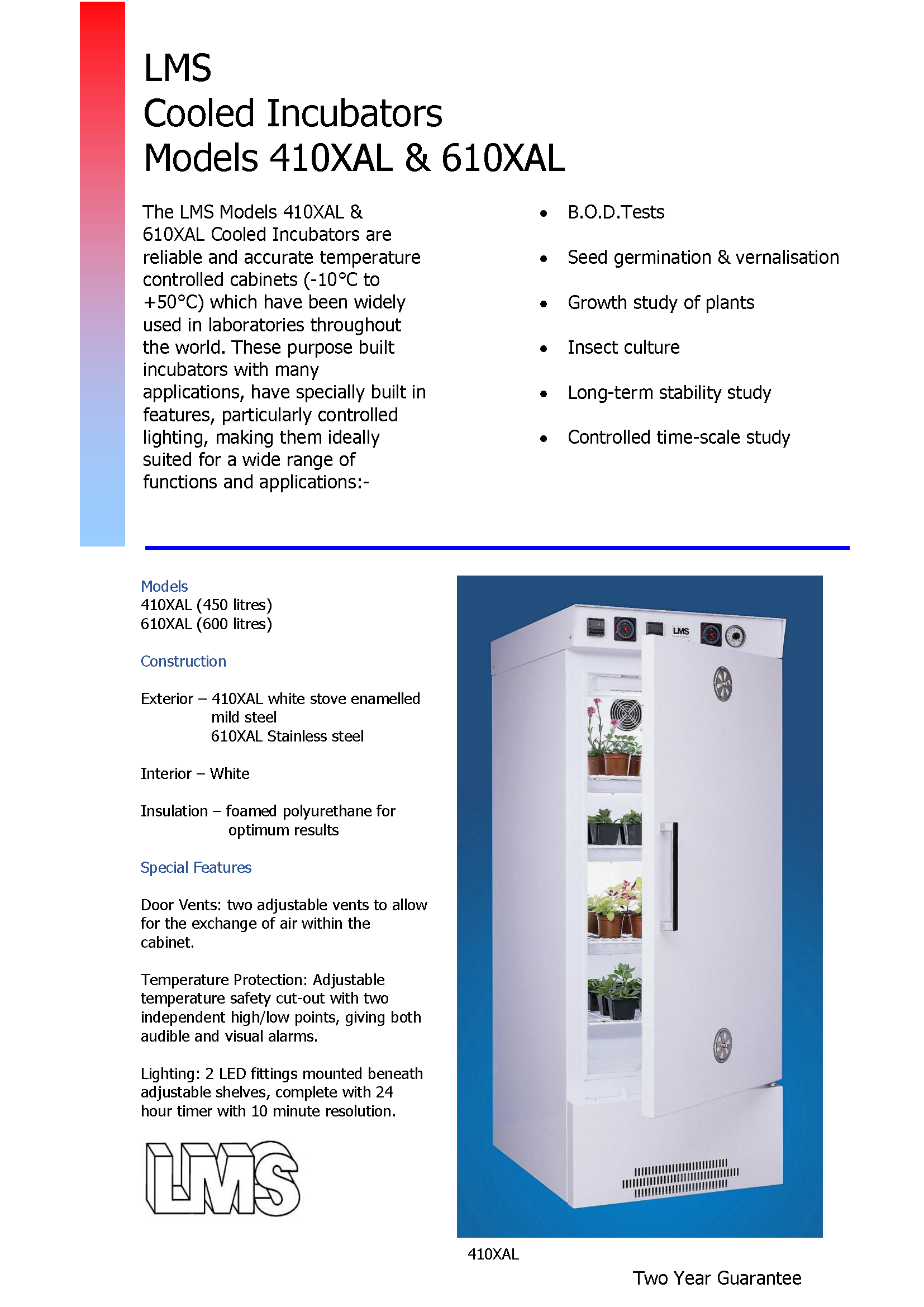 LMS Model 410XAL, Series 4, FreeStanding Cooled Incubator, 10°C to